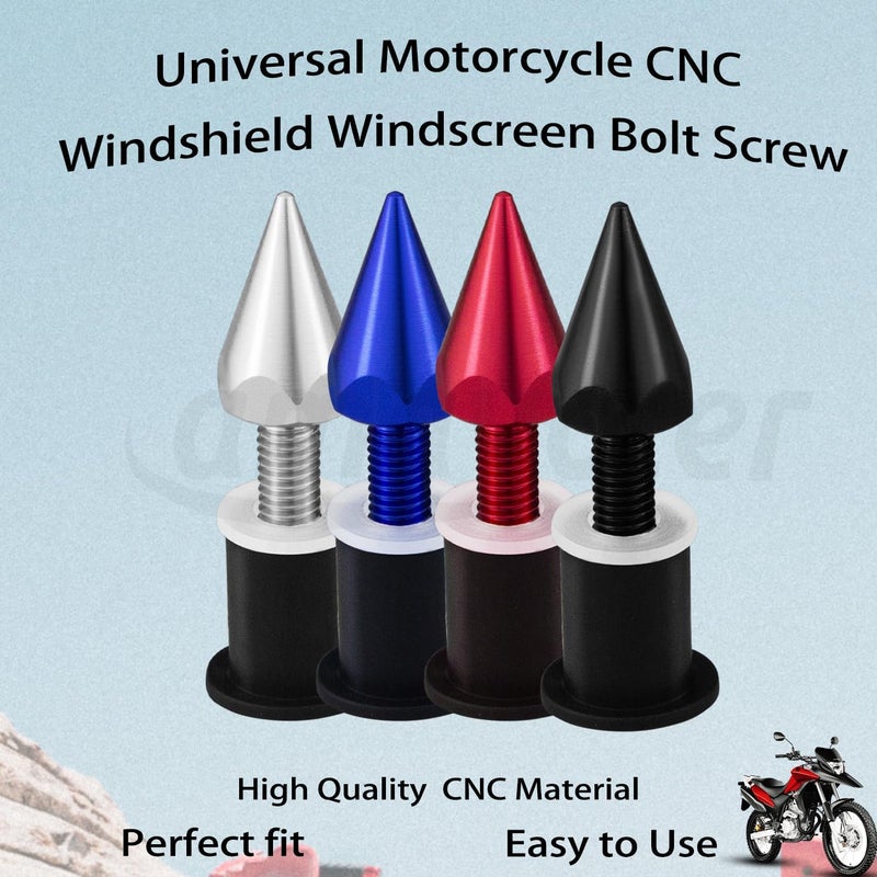 amavoler 10 PCS M5 Motorcycle Windscreen Bolts Screws Kit,Universal Motorcycle CNC Windshield Windscreen Bolt Screw,Works on OEM or Aftermarket Windshields. (Silver) - Image 2